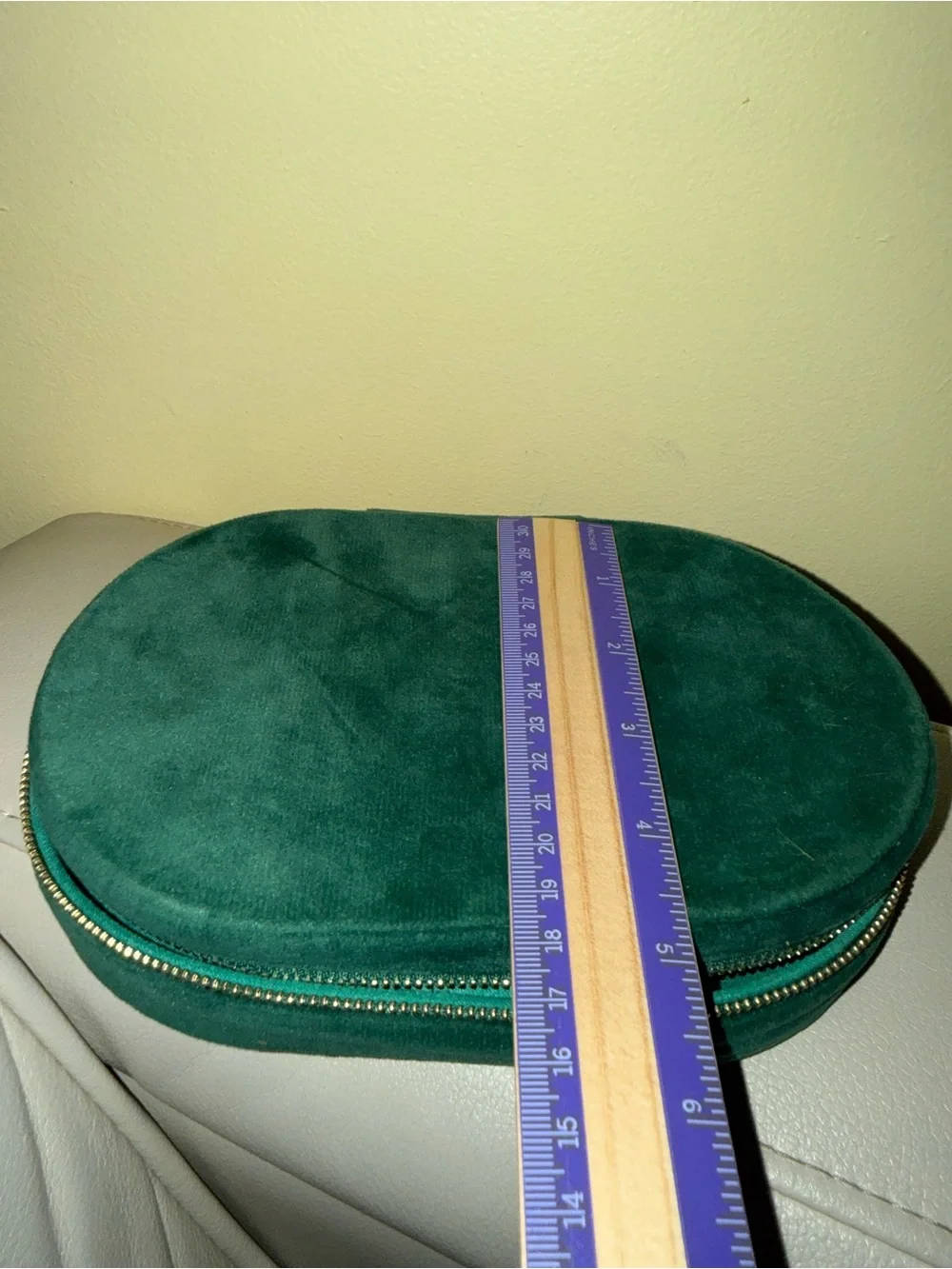 Green faux Suede Travel Jewelry Box
